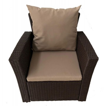 Σαλόνι ratan/wicker εξωτερικου χώρου σετ 4 τεμαχίων με διθέσιο καναπέ χρώμα καφέ