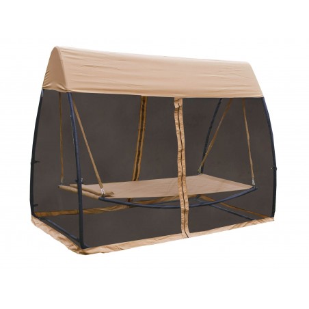 Κούνια κρεβατι με κουνουπιέρα εξωτερικού χώρου μεταλλικό σκελετό αδιάβροχο ύφασμα 255x142x200cm