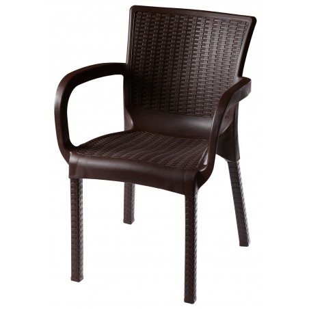 Πολυθρόνα πλαστική ραταν mambo πολυπροπυλένιο καφέ 60*60*82εκ.