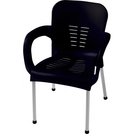 Πολυθρονα πλαστική με αλουμινίου πόδια μαυρο χρωμα 60*59*81εκ