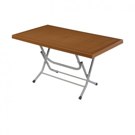 τραπέζι πλαστικό πτυσσόμενο με μεταλλικά πόδια μπεζ 140 x 80 x 73.5 cm