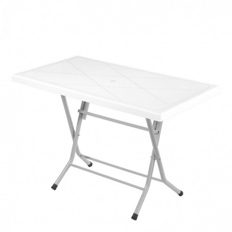πλαστικό τραπέζι πτυσσόμενο λευκό 115*65*73 εκ  με μεταλλικά πόδια
