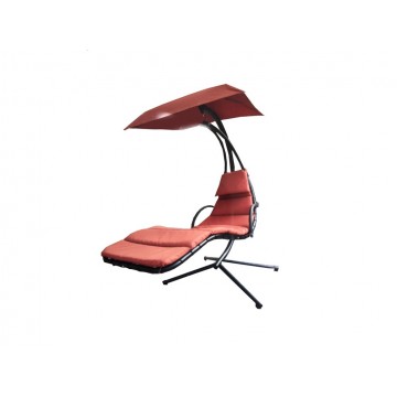 Κούνια αιώρα ξαπλώστρα καφέ με σκίαστρο και βάση μεταλλική