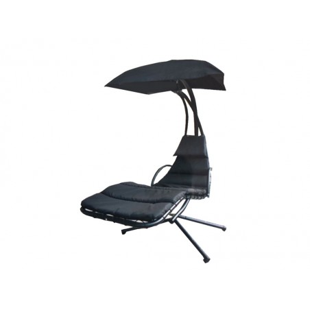 Κούνια αιώρα ξαπλώστρα μαύρο χρώμα με σκίαστρο και βάση μεταλλική