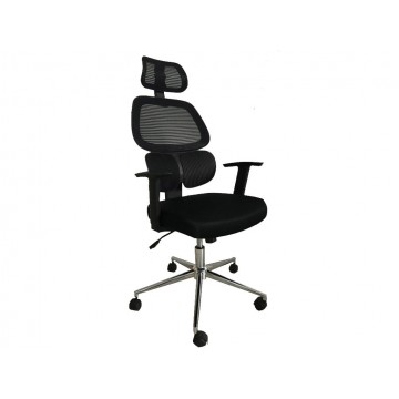 Πολυθρόνα γραφείου με διάτρητο ύφασμα με προσκέφαλο και ρυθμιζόμενα μπράτσα.