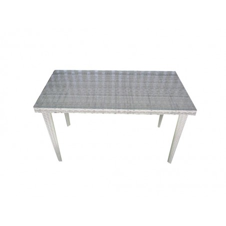 Τραπέζι ρατάν (πλεκτό) αλουμινίου σε γκρι χρώμα επιφάνεια και με αποσπώμενα πόδια διαστάσεων 120x60x72cm