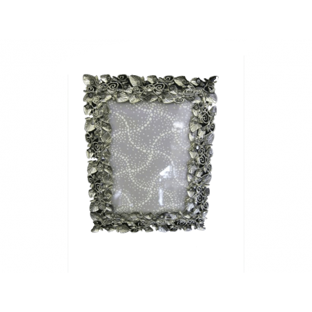 Κορνίζα ''τριανταφυλλάκι'' μεταλλική σε ασημί ματ χρώμα διαστάσεων 13*17εκ. και διαστάσεις φωτογραφίας10*14εκ.