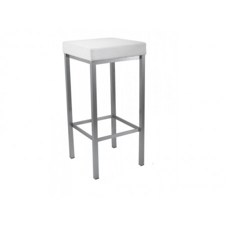 Σκαμπό για μπαρ με ανοξείδωτο σκελετό και λευκή δερματίνη 36*36*75εκ.