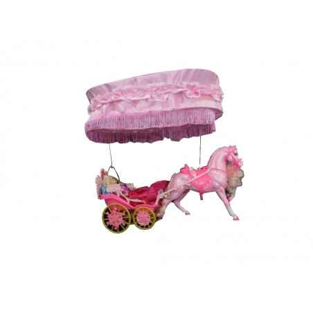 Παιδικό φωτιστικό οροφής ρυθμιζόμενο δίφωτο Ε27 Μπαρμπη στην άμαξα σε ροζ χρώμα 50x25x40εκ.