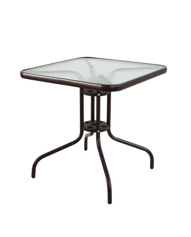 τραπεζι τετραγωνο 70cm*70cm μεταλλικό εξωτερικου χώρου καφέ χρώματος