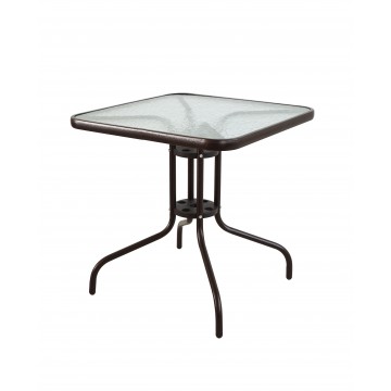 τραπεζι τετραγωνο 70cm*70cm μεταλλικό εξωτερικου χώρου καφέ χρώματος