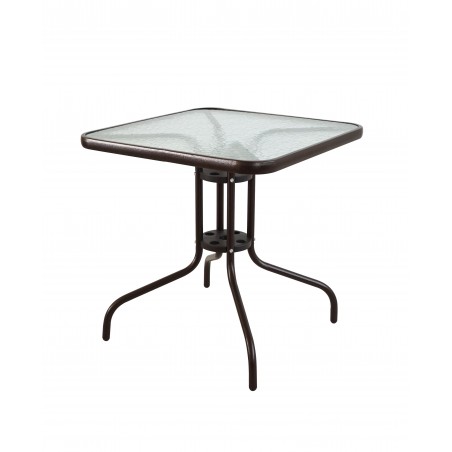τραπεζι τετραγωνο 70cm*70cm μεταλλικό εξωτερικου χώρου καφέ χρώματος