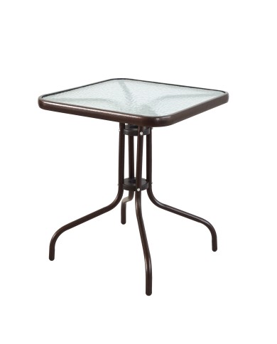 τραπεζι τετραγωνο 60cm*60cm μεταλλικό εξωτερικου χώρου καφέ σφυρήλατο  χρώματος