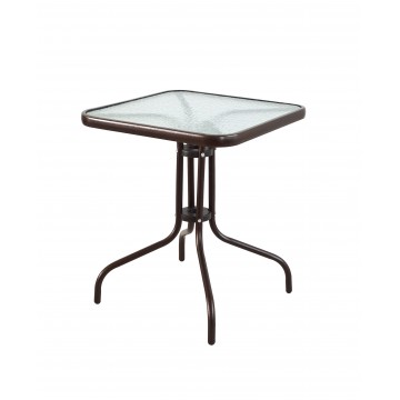 τραπεζι τετραγωνο 60cm*60cm μεταλλικό εξωτερικου χώρου καφέ σφυρήλατο  χρώματος