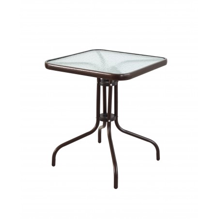 τραπεζι τετραγωνο 60cm*60cm μεταλλικό εξωτερικου χώρου καφέ σφυρήλατο  χρώματος