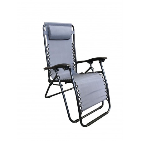Πολυθρόνα νοσοκομείου παραλίας camping relax γκρι μεταλλική πτυσσόμενη βαρέως τύπου 65x77x113 εκ.