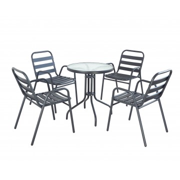 Σετ τραπεζαρία γκρι 5 τεμ με 4 καρέκλες και τραπεζι