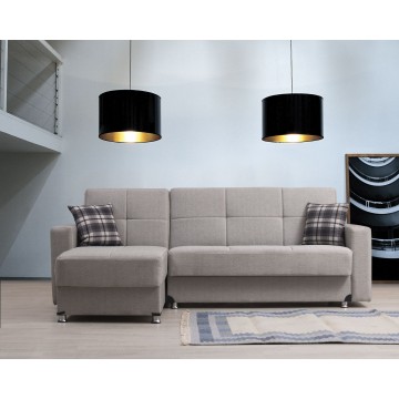 Γωνιακός καναπές κρεβατι μπεζ με 2 αποθηκευτικούς χώρους