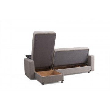 Γωνιακός καναπές κρεβατι μπεζ με 2 αποθηκευτικούς χώρους