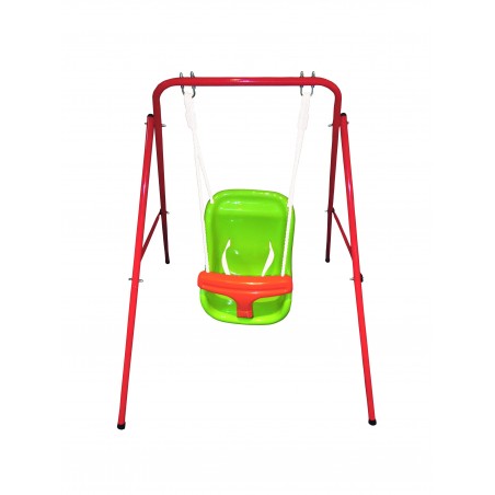 Κούνια παιδική μονή μεταλλική για μωρά με προστατευτικό και ιμάντα προστασίας  95x103x113εκ