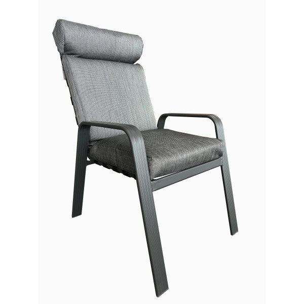 Πολυθρόνα κήπου από αλουμινίου με μαξιλάρι textilene σε ανθρακί χρώμα HYC-003 61x70x101εκ