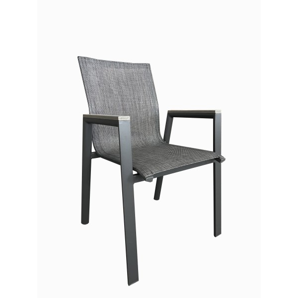 Πολυθρόνα κήπου αλουμινίου/textilene και polywood στα μπράτσα σε ανθρακί χρώμα HYC-0146PL 63x55.5x90εκ