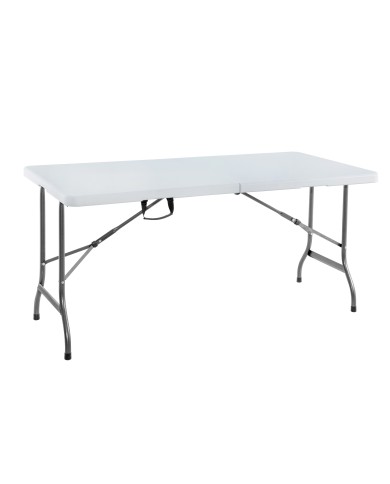 Τραπέζι catering συνεδρίου camping πτυσσόμενο μεταλλικό με επιφάνεια από πολυπροπυλένιο σε λευκό χρώμα ZK-152 152x74.5x72εκ
