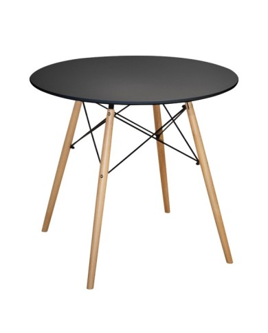 ΤΡΑΠΕΖΙ MINIMAL ΣΤΡΟΓΓΥΛΟ HM0059.02 MDF ΣΕ ΜΑΥΡΟ-ΠΟΔΙΑ ΟΞΙΑΣ ΦΥΣΙΚΟ Φ80Χ72Υεκ.