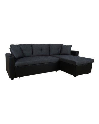ΚΑΝΑΠΕΣ ΓΩΝΙΑ ΚΡΕΒΑΤΙ WAYNE 220x146x86Υεκ.HM3028.01 ΓΚΡΙ ΜΕ ΜΑΥΡΟ PU