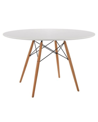 ΤΡΑΠΕΖΙ MINIMAL ΣΤΡΟΓΓΥΛΟ HM8454.01 MDF ΣΕ ΛΕΥΚΟ-ΠΟΔΙΑ ΟΞΙΑΣ ΣΕ ΦΥΣΙΚΟ Φ120Χ75Υεκ.