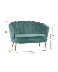 ΚΑΝΑΠΕΣ 2ΘΕΣΙΟΣ COQUILLE HM8627.07 ΑΠΟ ΦΥΣΤΙΚΙ ΒΕΛΟΥΔΟ ΜΕ ΧΡΥΣΑ ΠΟΔΙΑ 130x81x86Υ εκ.