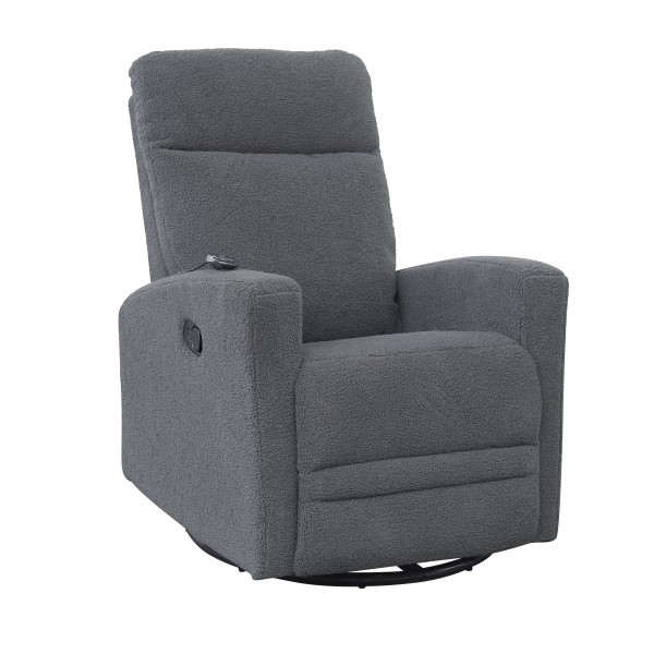 Πολυθρόνα μασάζ ρυλαξ relax κουνιστή γυριστή MR-RC001 γκρι teddy bear ύφασμα 71x85x104εκ