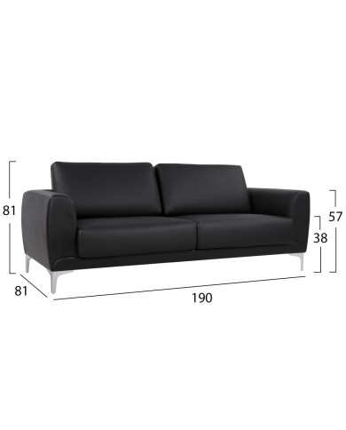 ΚΑΝΑΠΕΣ 3ΘΕΣΙΟΣ KENZIE HM3121.31 ΜΕ ΜΑΥΡΟ PU 190x81x81 εκ.