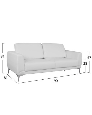 ΚΑΝΑΠΕΣ 3ΘΕΣΙΟΣ KENZIE HM3121.32 ΜΕ ΛΕΥΚΟ PU 190x81x81 εκ.