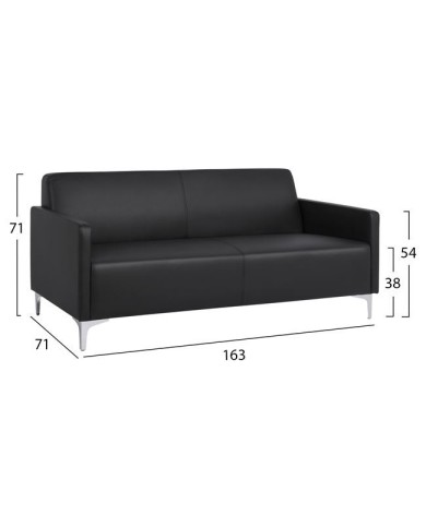 ΚΑΝΑΠΕΣ 3ΘΕΣΙΟΣ NELLIE HM3159.31 ΜΕ ΜΑΥΡΟ PU 163x71x71Υ εκ.
