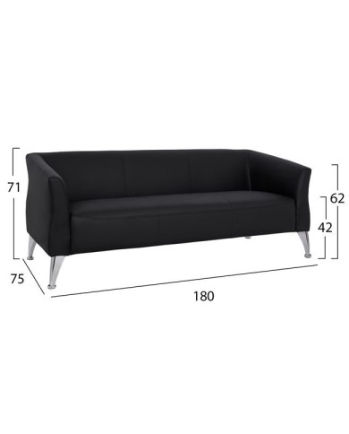 ΚΑΝΑΠΕΣ 3ΘΕΣΙΟΣ KIANA HM3122.31 ΜΕ ΜΑΥΡΟ PU 180x75x71 εκ.