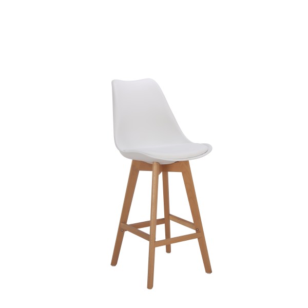 Σκαμπώ μπαρ "VEGAS" από πολυπροπυλένιο-ξύλο σε λευκό χρώμα PC-072JW 56x47x105εκ