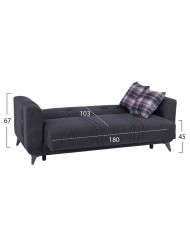 ΚΑΝΑΠΕΣ 3ΘΕΣΙΟΣ KRISTINA HM3165.30 ΓΚΡΙ ΜΕ ΑΝΘΡΑΚΙ ΠΟΔΙΑ 210x80x83 εκ.