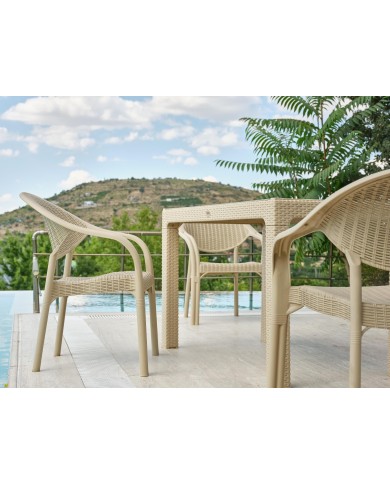 Πολυθρόνα Bamboo ραταν πολυπροπυλενίου καπουτσίνο SPC-B018 στοιβαζωμενη επαγγελματική 64x63x82εκ.