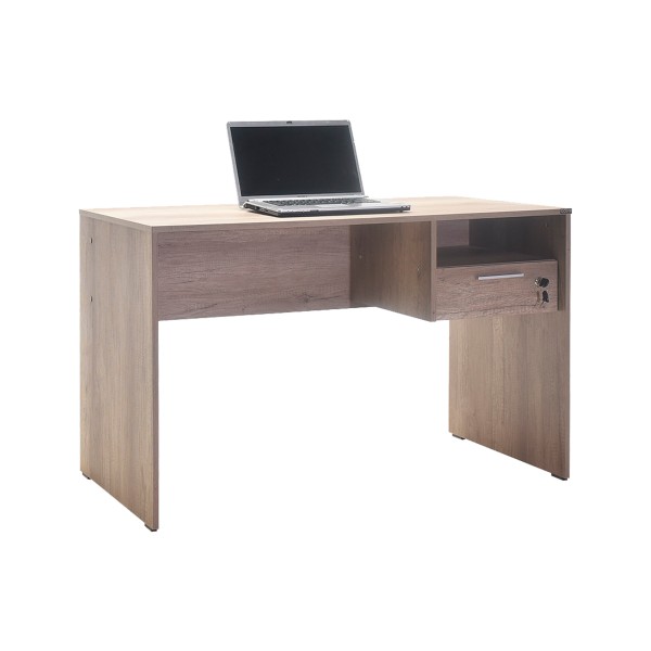 Γραφείο υπολογιστή με ράφι συρτάρι με κλειδαριά σταχτί φυσικό 120x60x73εκ CMS-510-TT-1