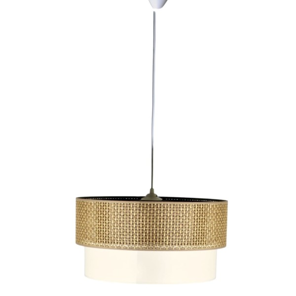 Φωτιστικό οροφής καπέλο μπεζ καφέ υφασμάτινο με PVC επίστρωση Φ40x20εκ Ε27