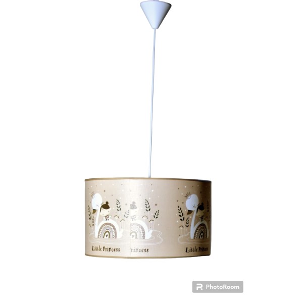 Φωτιστικό παιδικό μικρή πριγκίπισσα μονοφωτο κρεμαστό σάπιο μήλο λευκό Ε27 υφασμάτινο με επικάλυψη PVC Φ40X90εκ