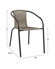 ΠΟΛΥΘΡΟΝΑ ΚΑΡΕΚΛΑ CAMEL HM5015.01 ΓΚΡΙ ΜΕΤΑΛΛΙΚΗ ΜΕ WICKER 48x48-53x72 εκ.