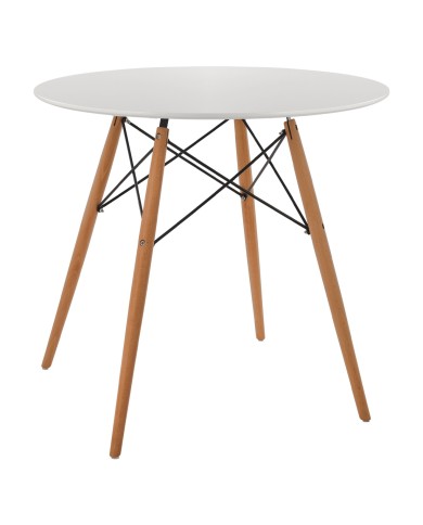 ΤΡΑΠΕΖΙ MINIMAL ΣΤΡΟΓΓΥΛΟ HM0059.01 MDF ΣΕ ΛΕΥΚΟ-ΠΟΔΙΑ ΟΞΙΑΣ ΦΥΣΙΚΟ Φ80Χ72Υεκ.