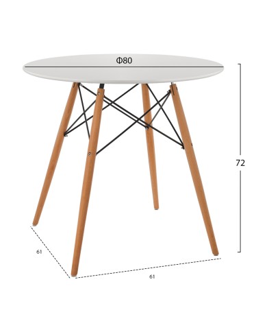 ΤΡΑΠΕΖΙ MINIMAL ΣΤΡΟΓΓΥΛΟ HM0059.01 MDF ΣΕ ΛΕΥΚΟ-ΠΟΔΙΑ ΟΞΙΑΣ ΦΥΣΙΚΟ Φ80Χ72Υεκ.