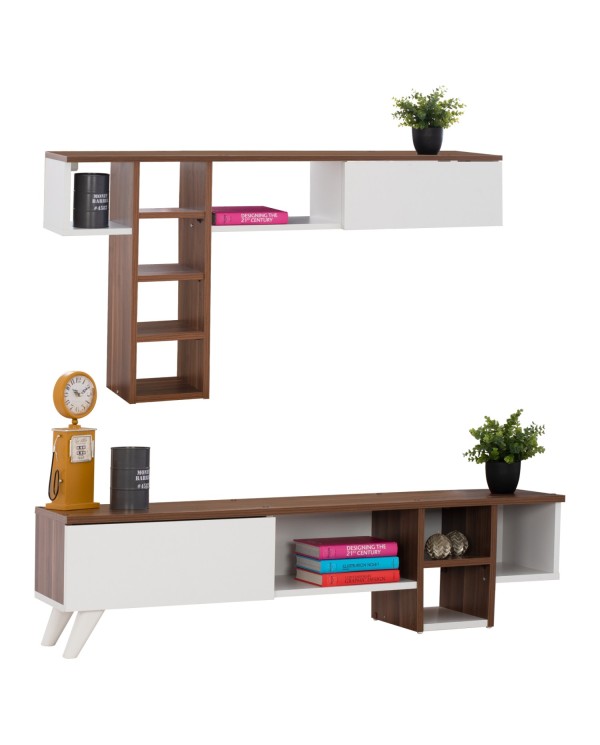 ΣΥΝΘΕΣΗ ΤΗΛΕΟΡΑΣΗΣ BROCK ΚΑΡΥΔΙ ΛΕΥΚΟ HM9143 140x30x33 εκ.