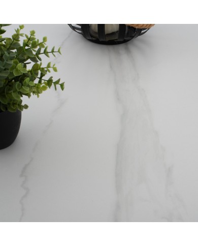 ΤΡΑΠΕΖΙ ΤΡΑΠΕΖΑΡΙΑΣ ΣΤΡΟΓΓΥΛΟ SINTERED STONE ΛΕΥΚΟ ΜΕΤΑΛ.ΠΟΔΙΑ Φ115x75Y εκ.HM9309.02