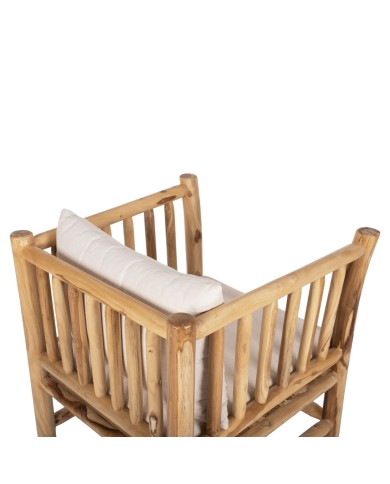 ΣΕΤ ΣΑΛΟΝΙ 4 ΤΜΧ HM9340 ΑΠΟ ΜΑΣΙΦ ΞΥΛΟ TEAK  ΦΥΣΙΚΟ - ΛΕΥΚΟ