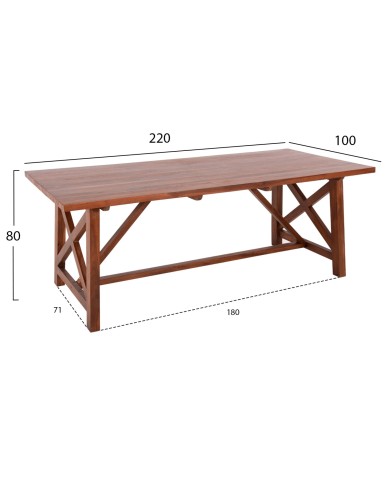 ΤΡΑΠΕΖΙ ΤΡΑΠΕΖΑΡΙΑΣ TRON HM9404.01 ΤΕΑΚ ΞΥΛΟ 220X100X80Υεκ.
