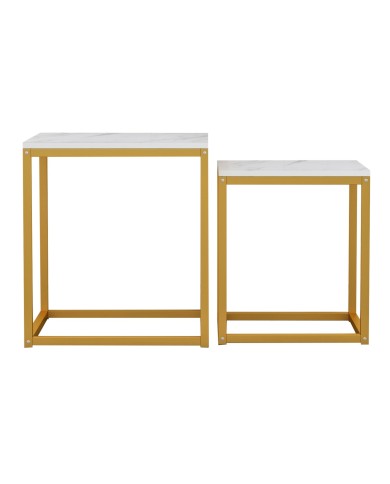 ΖΙΓΚΟΝ GRELAY 2 ΤΕΜ MDF ΟΨΗ ΜΑΡΜΑΡΟΥ & ΜΕΤΑΛΛΟ HM8762.11 45Χ45Χ50εκ. & 37Χ37Χ43 εκ.